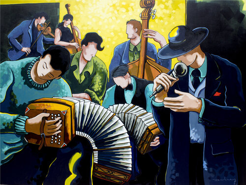 Cantor  y su orquesta by Didier Franco, Painting for Sale on Select