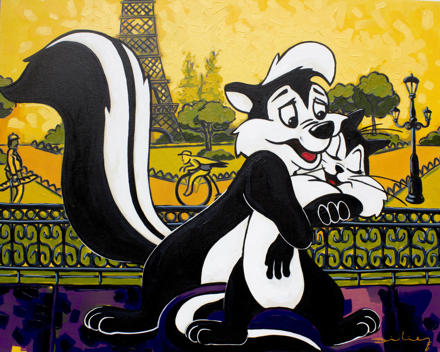Paris, Pepe Le Pew Didier Franco Original painting for sale