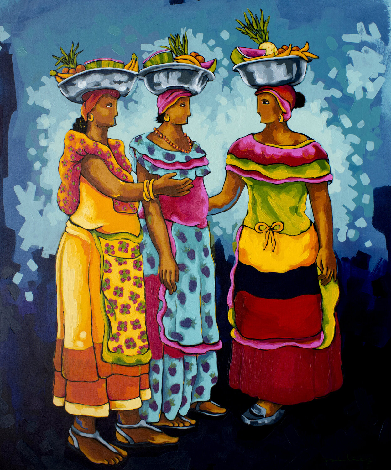 Tres palenqueras Didier Franco Original painting for sale