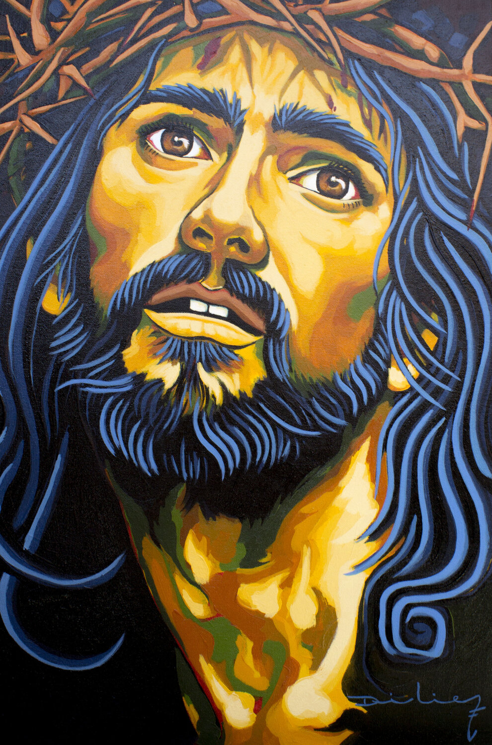 Jesús en amarillo Didier Franco Original painting for sale