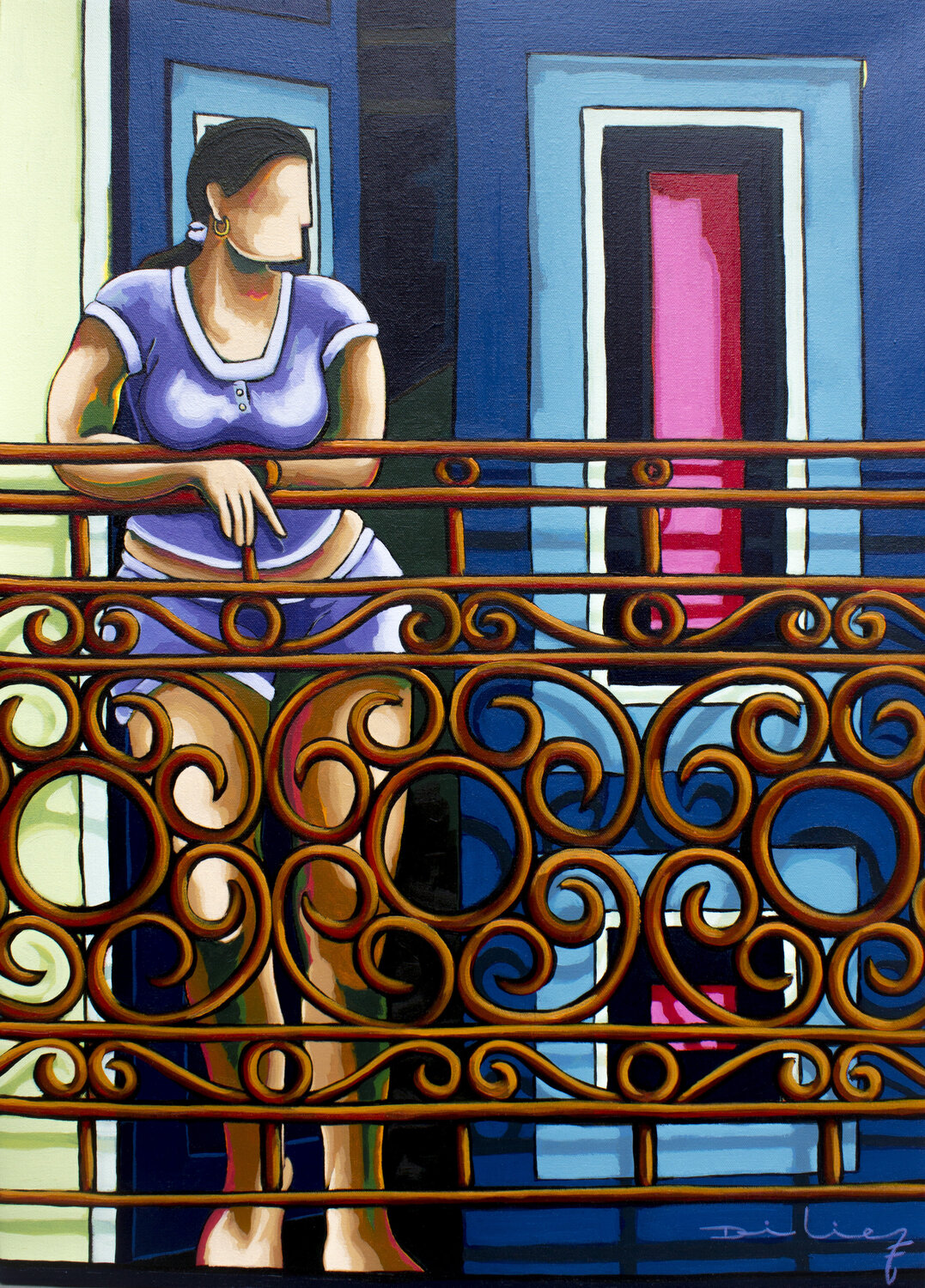 Joven en el balcón. Didier Franco Original painting for sale