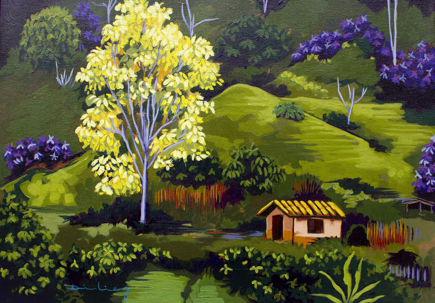 Paisaje con Guayacán Didier Franco Original painting for sale