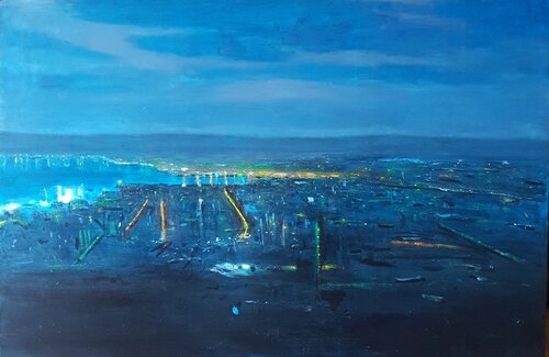 distance, city lights by Luca Raimondi, Painting for Sale on Select