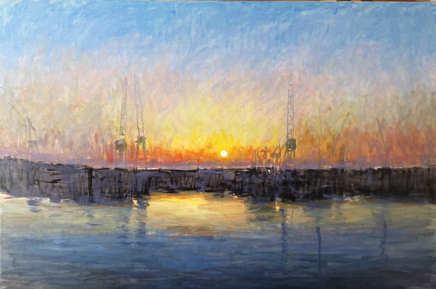 Harbour, sunrise Luca Raimondi Original painting for sale