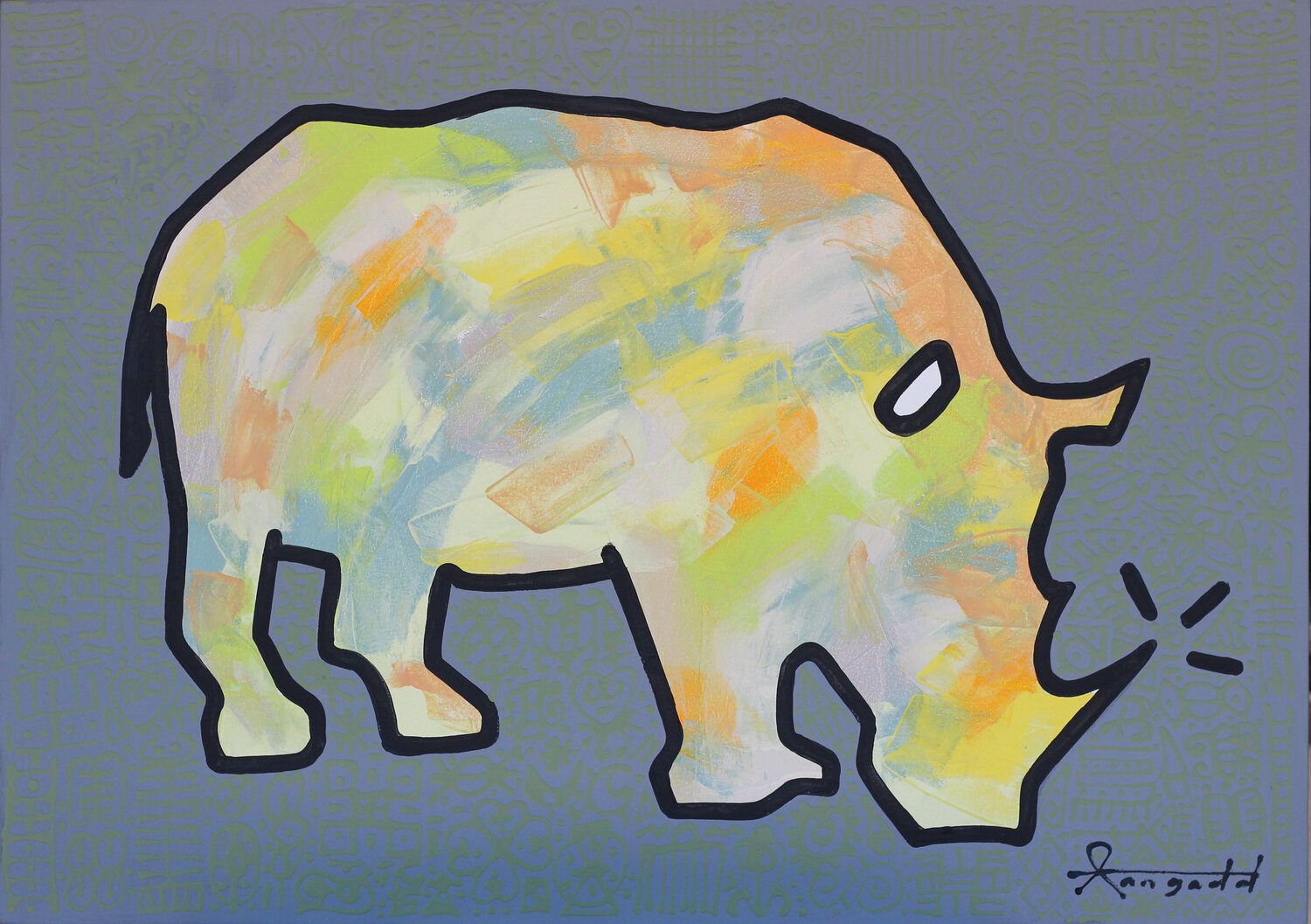 African Safari Days with Rhinos Ann Gadd Original painting for sale