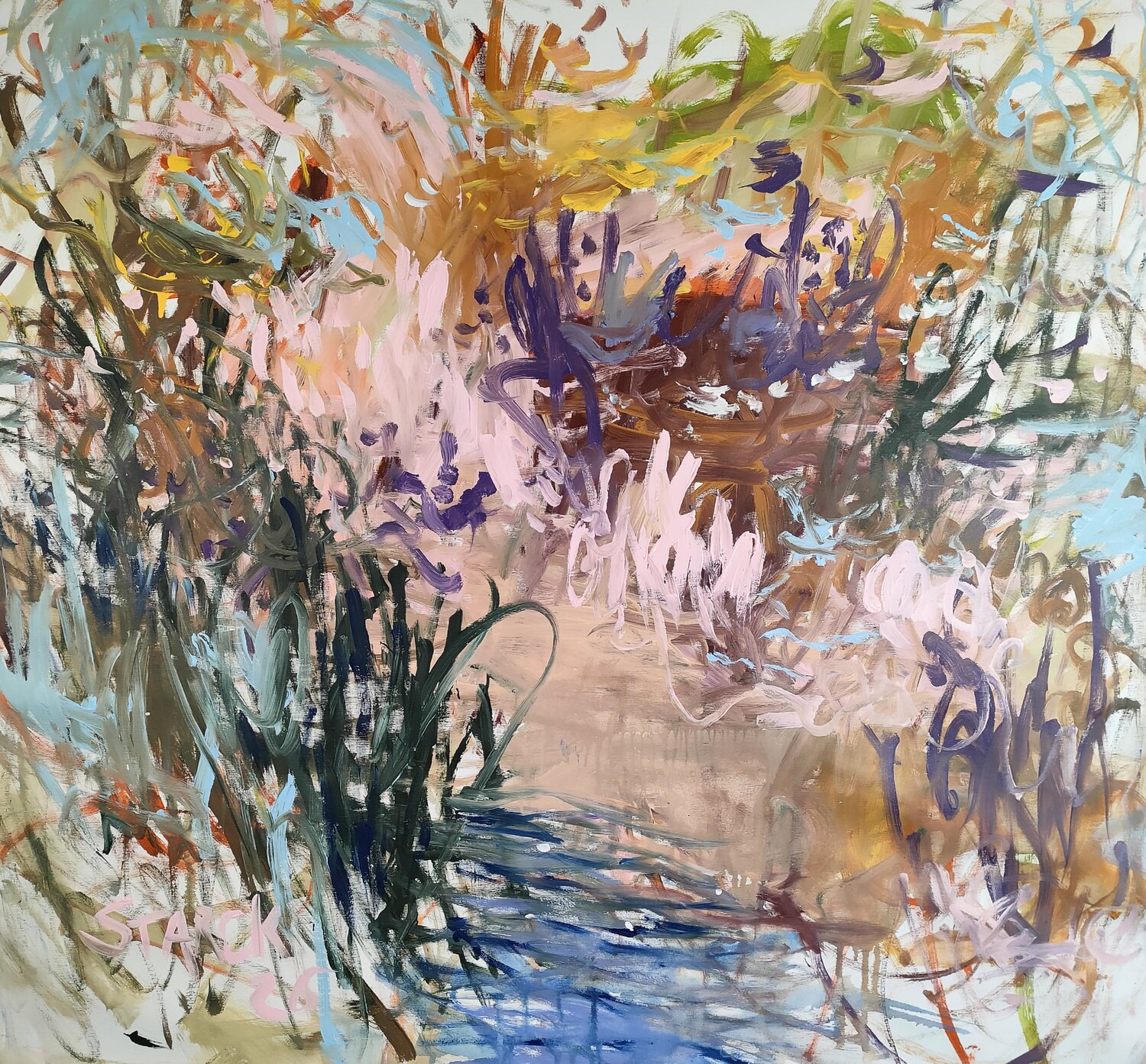 Observing the frogs Emily Starck Original painting for sale