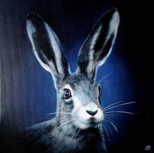 le lièvre by Sabine Ducarn, Painting for Sale on Select