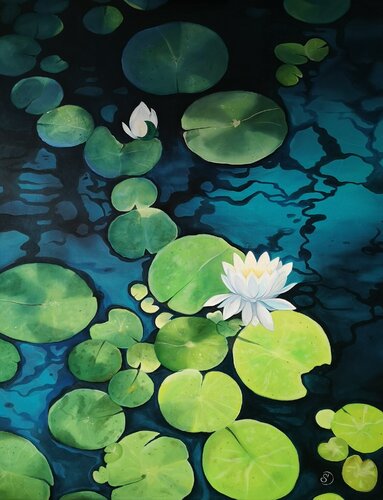 Nénuphars by Sabine Ducarn, Painting for Sale on Select