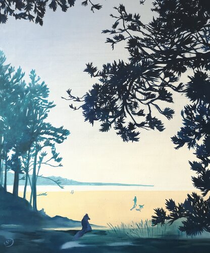 Promenade sur la plage by Sabine Ducarn, Painting for Sale on Select