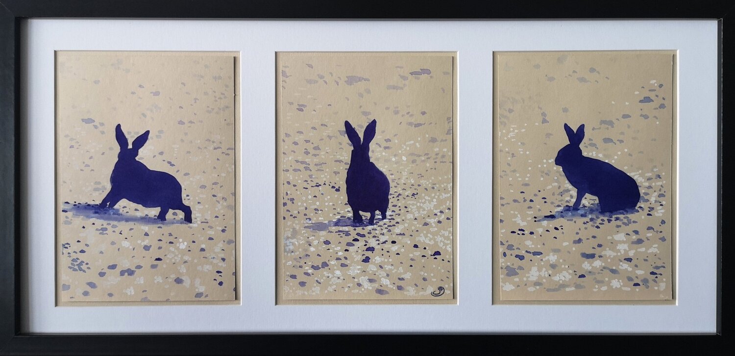 3 lapins qui jouent Sabine Ducarn Drawing for sale