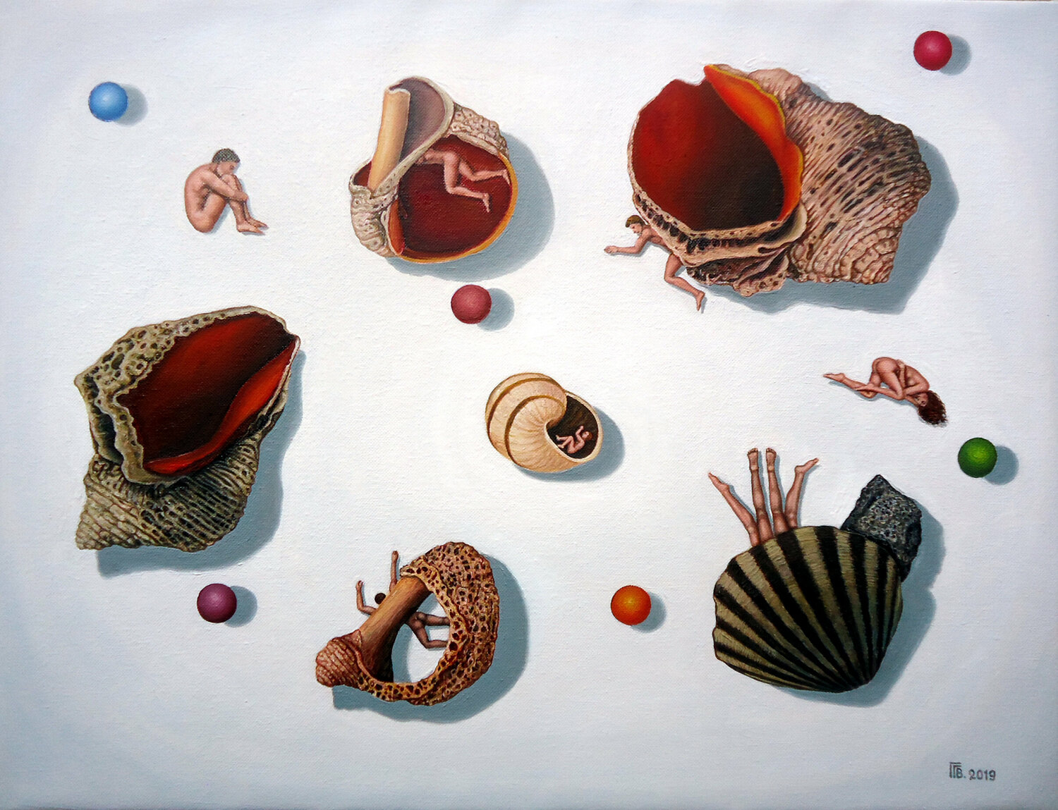 "Rapanas And People" Grigor Velev Original painting for sale