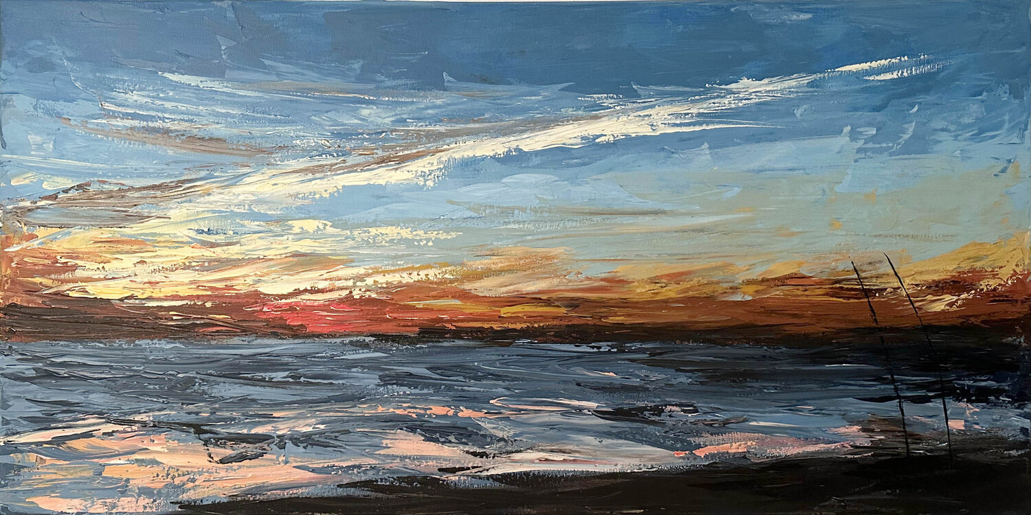 Sunset fishing Gema Cebrian Original painting for sale