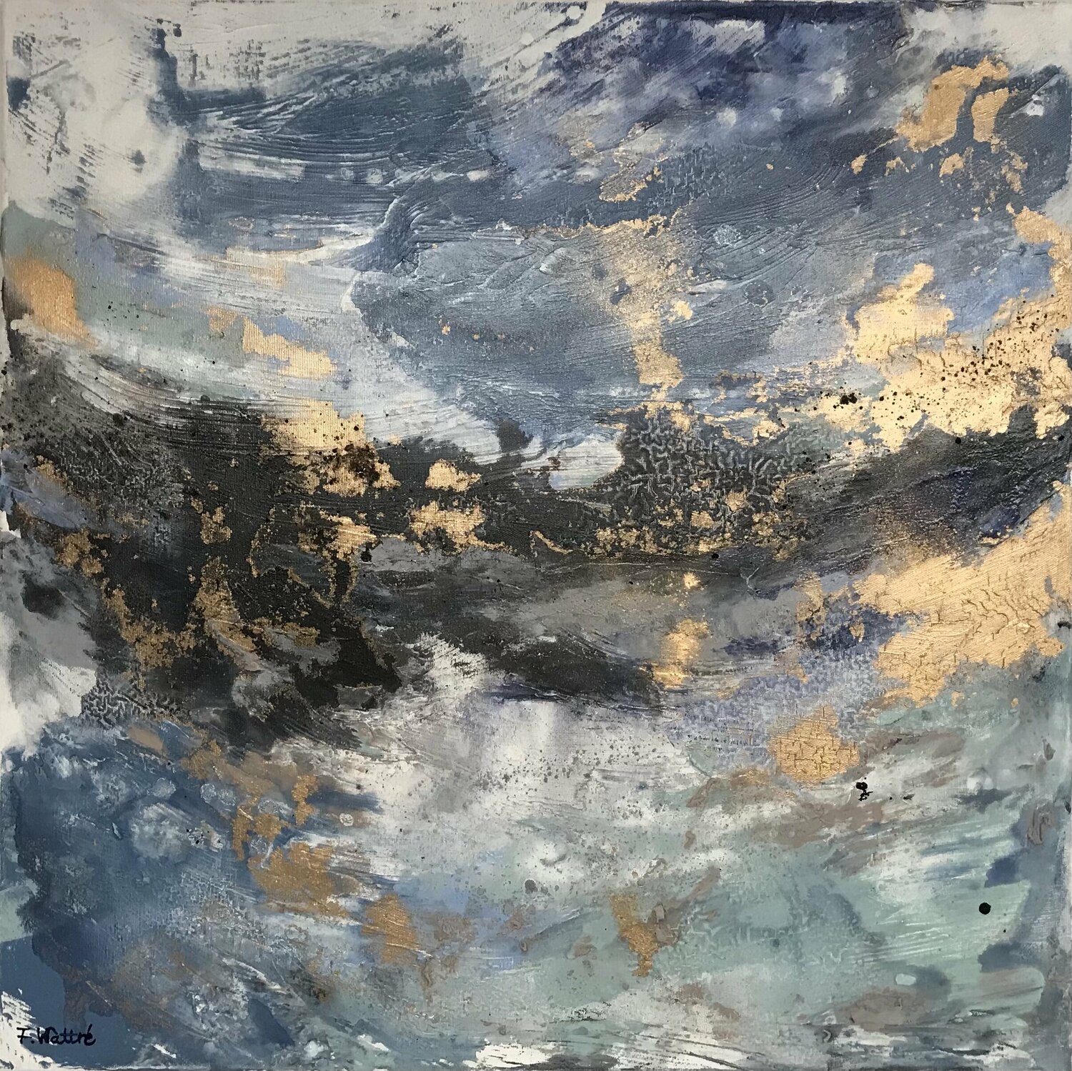 Stormy winter day at the Lake Françoise Wattré Original painting for sale