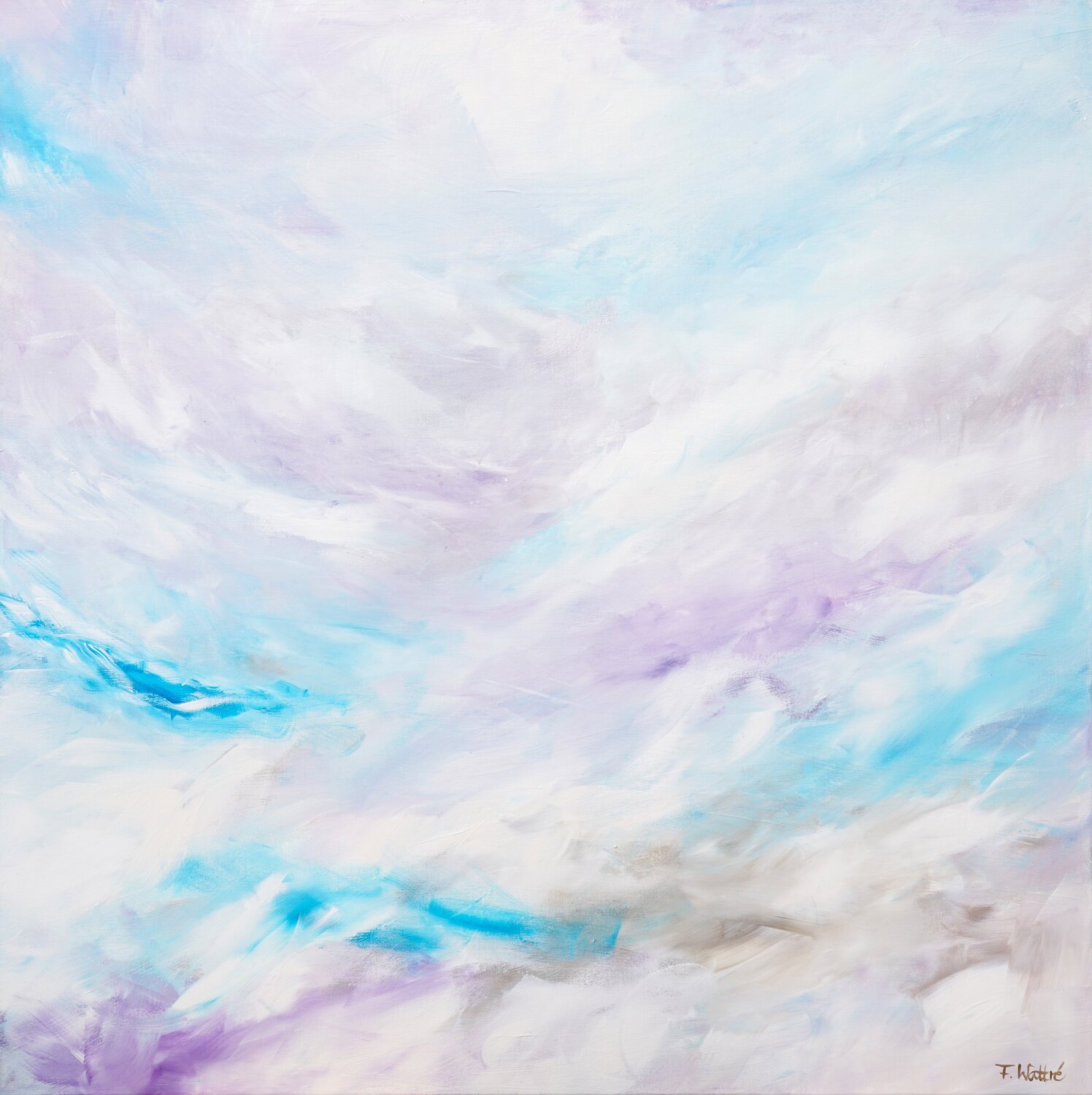 I pause watching the clouds Françoise Wattré Original painting for sale