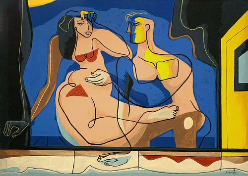 Nocturne by the Pool by Bernard Simunovic, Painting for Sale on Select