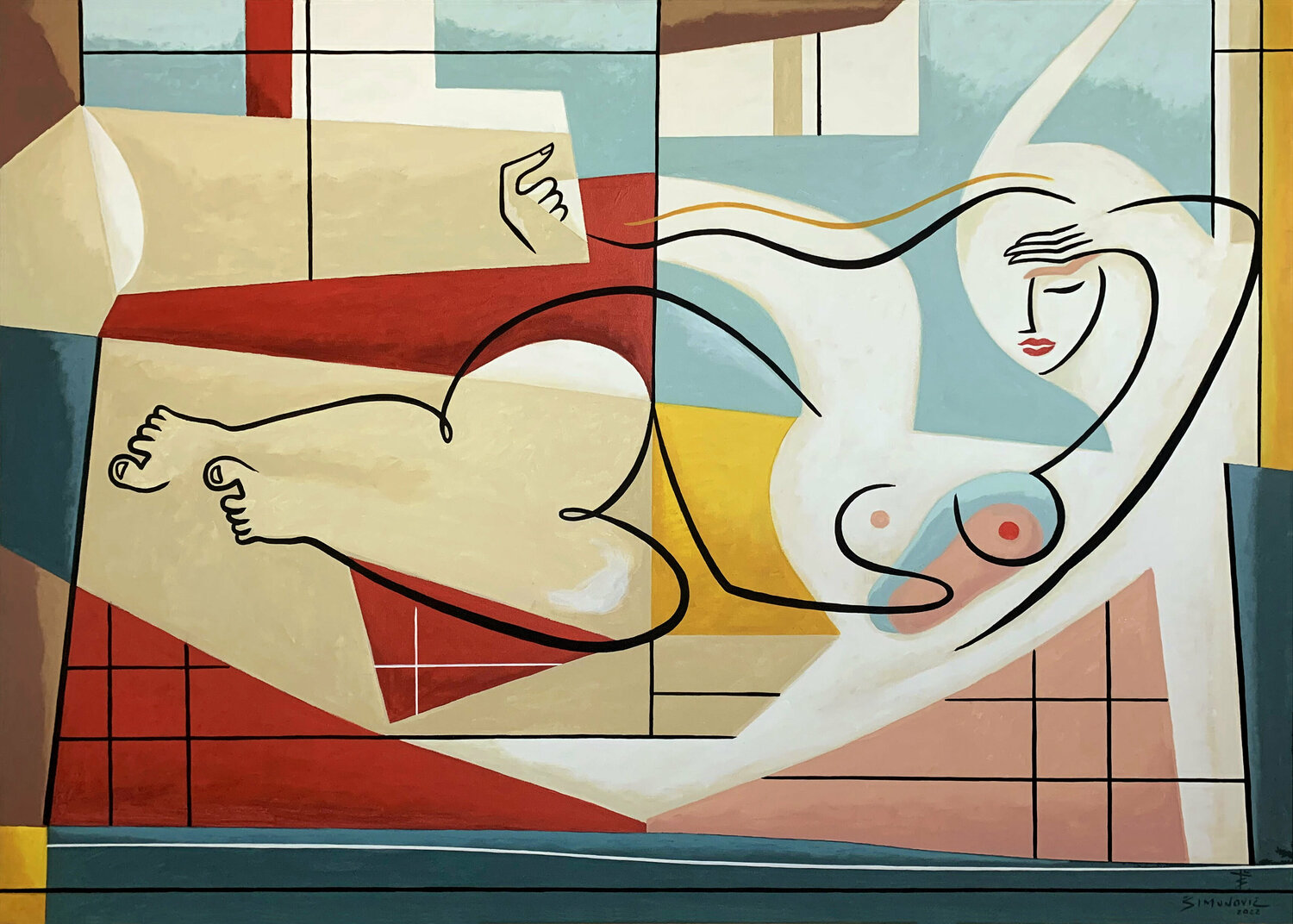 Sensuality in Line and Field Bernard Simunovic Original painting for sale