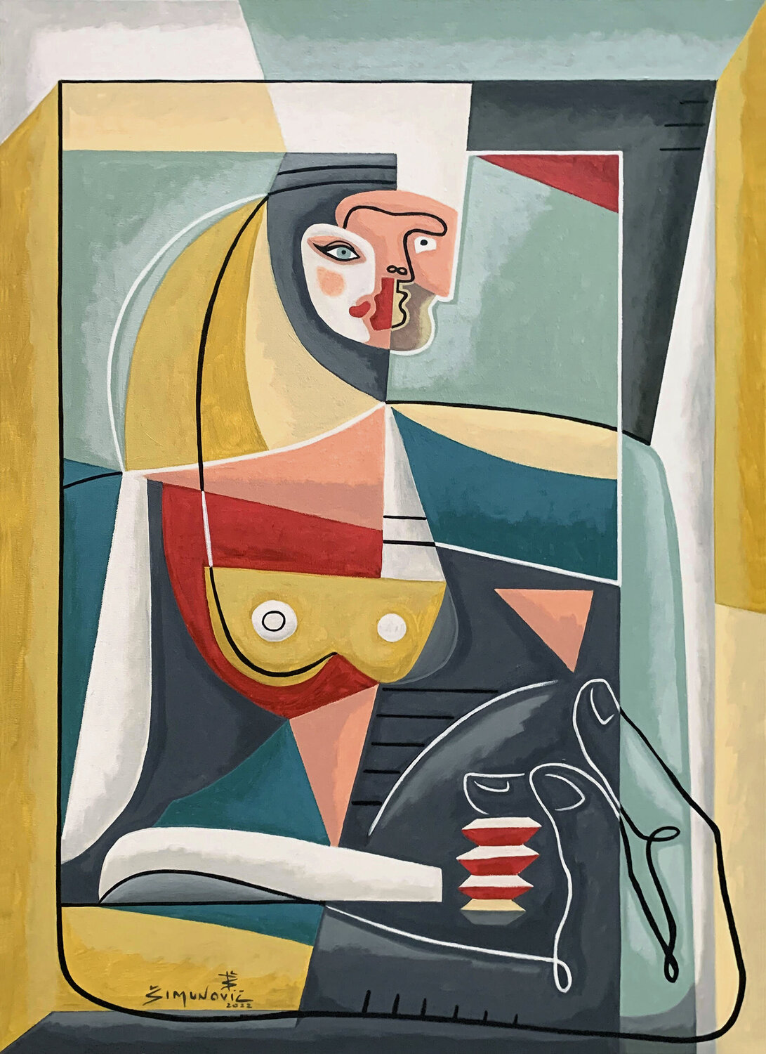Temporal embrace Bernard Simunovic Original painting for sale