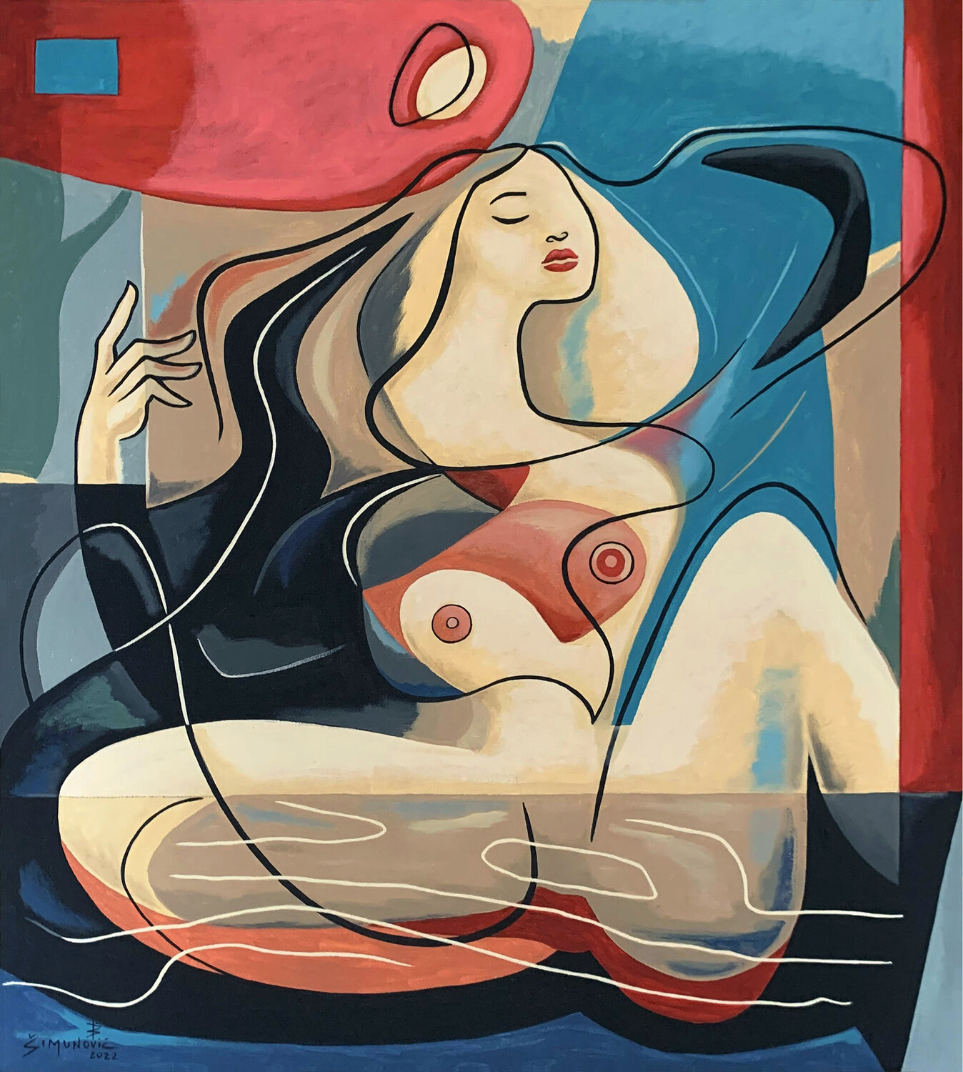 State of Suspension Bernard Simunovic Original painting for sale