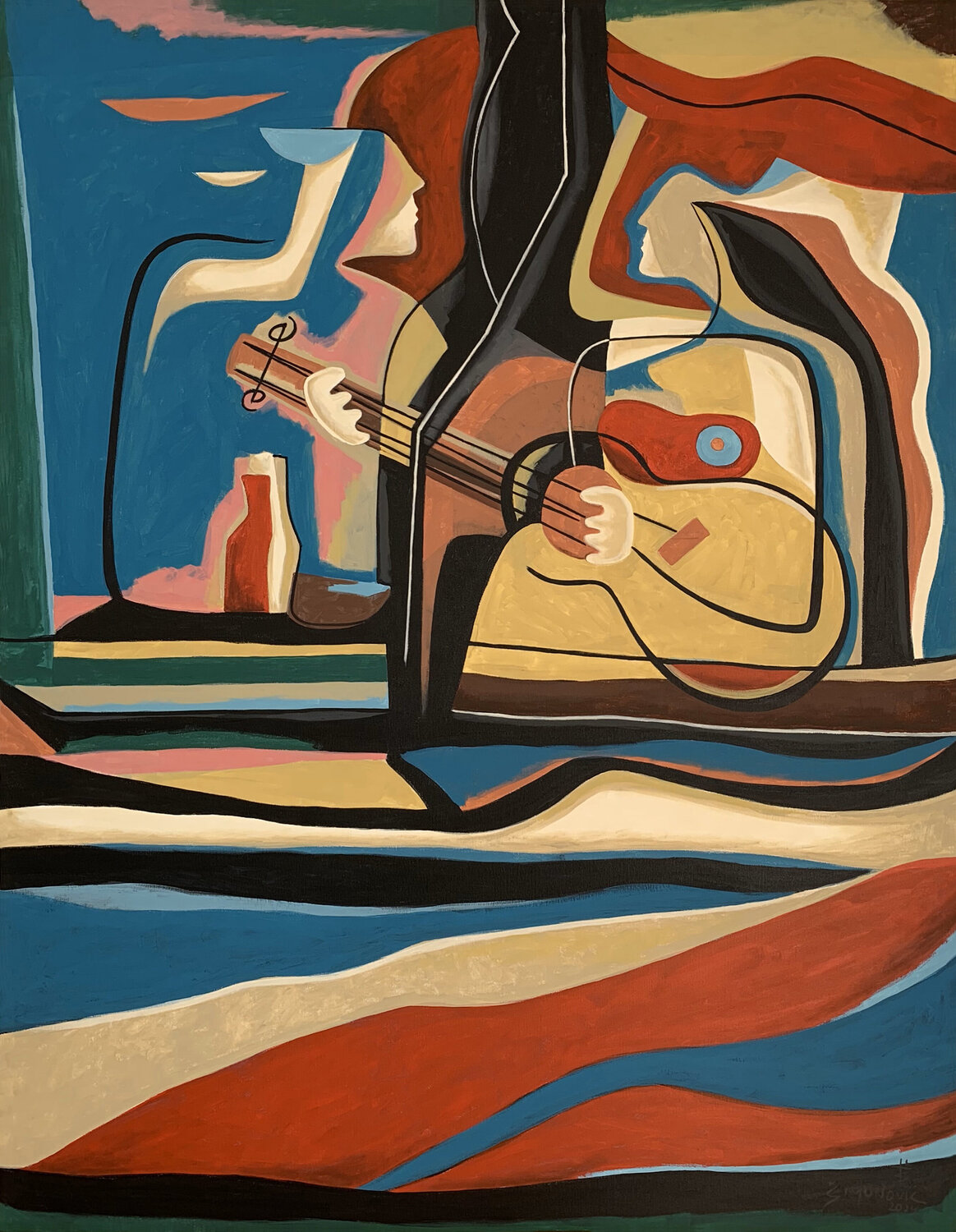 Strings of passion Bernard Simunovic Original painting for sale