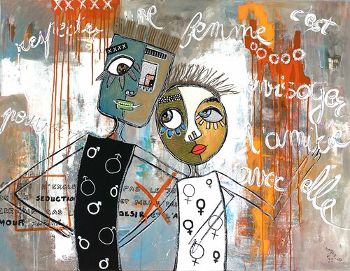 Elle et Lui, plus l'Amitié by RogerM, Painting for Sale on Select