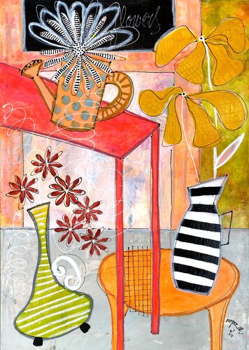 Petites Fleurs sous la Fenêtre by RogerM, Painting for Sale on Select