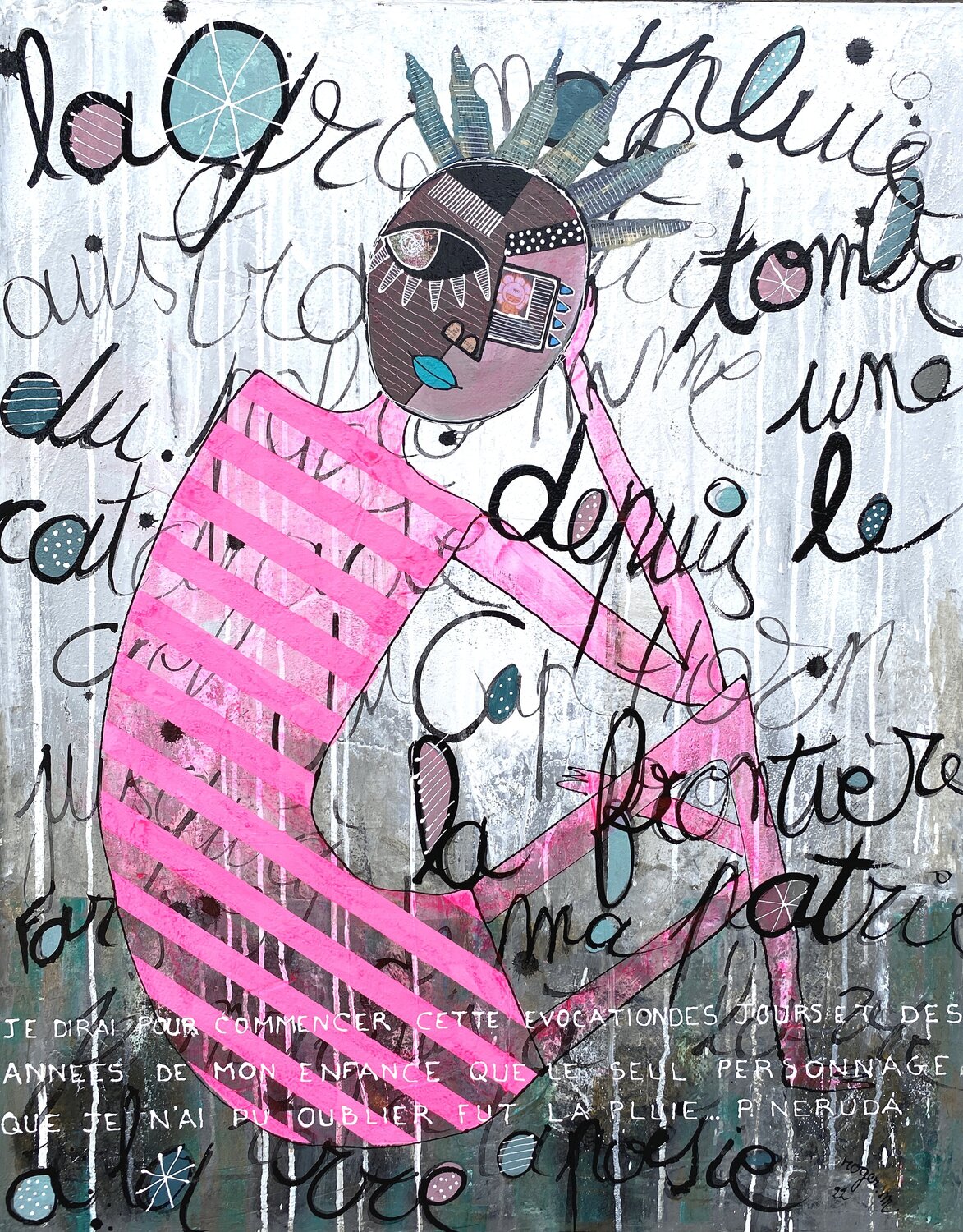 Naître à la Pluie RogerM Original painting for sale