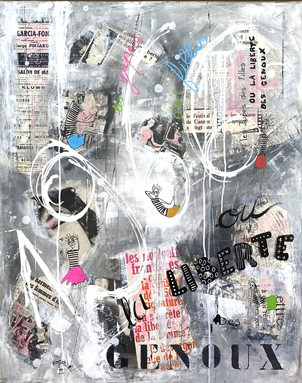 Les Jupes des Filles (Encadrée) RogerM Original painting for sale