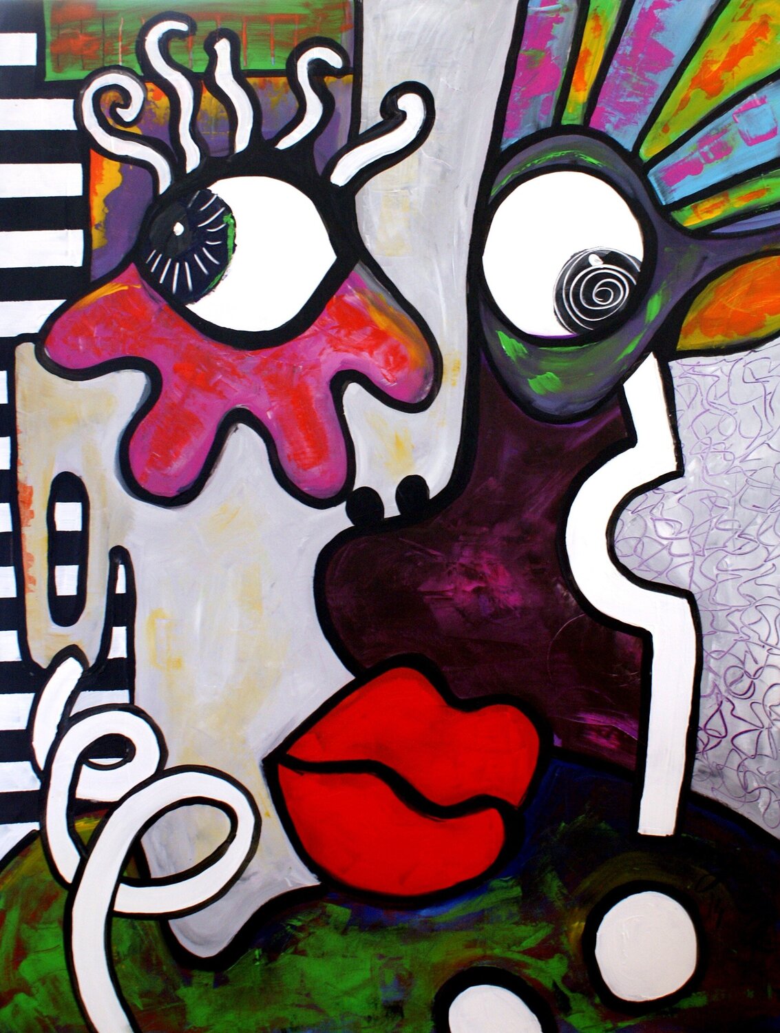 La Femme aux Lèvres Rouges RogerM Original painting for sale