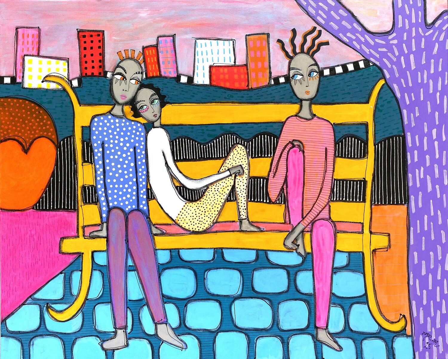 Trois Léonnes au Parc RogerM Original painting for sale