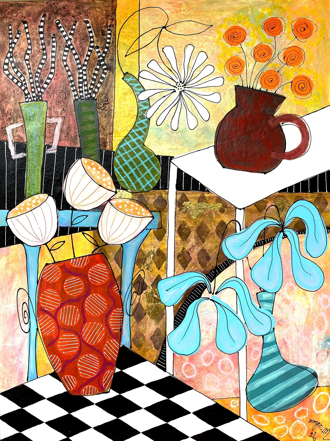 L'Echiquier du Printemps RogerM Original painting for sale
