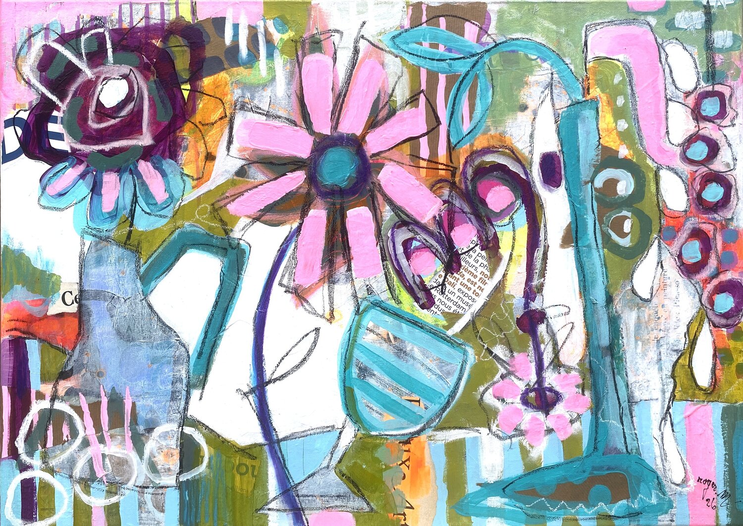 Dimanche, au marché aux Fleurs RogerM Original painting for sale