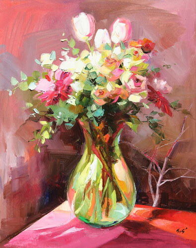 Csilla bouquet by Éva Szakács, Painting for Sale on Select