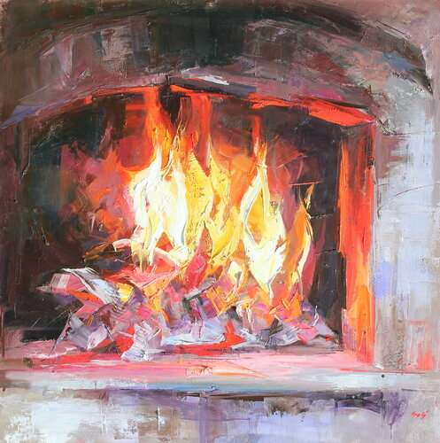 The fire by Éva Szakács, Painting for Sale on Select