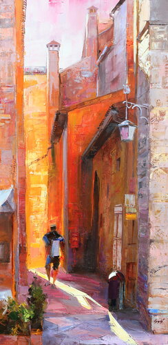 Towards the last ray of sunshine by Éva Szakács, Painting for Sale on Select