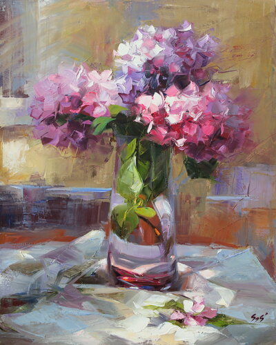 Hydrangeas by Éva Szakács, Painting for Sale on Select