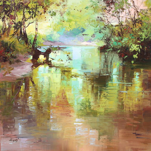 Water mirror by Éva Szakács, Painting for Sale on Select