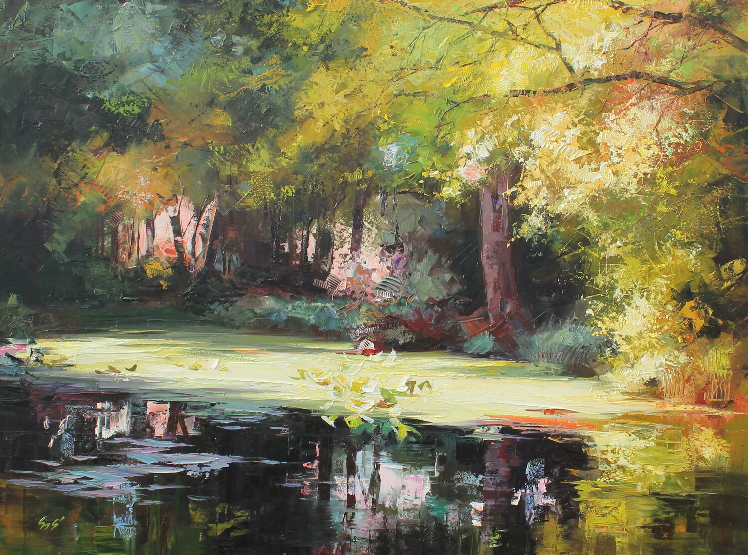 A cool water lake Éva Szakács Original painting for sale