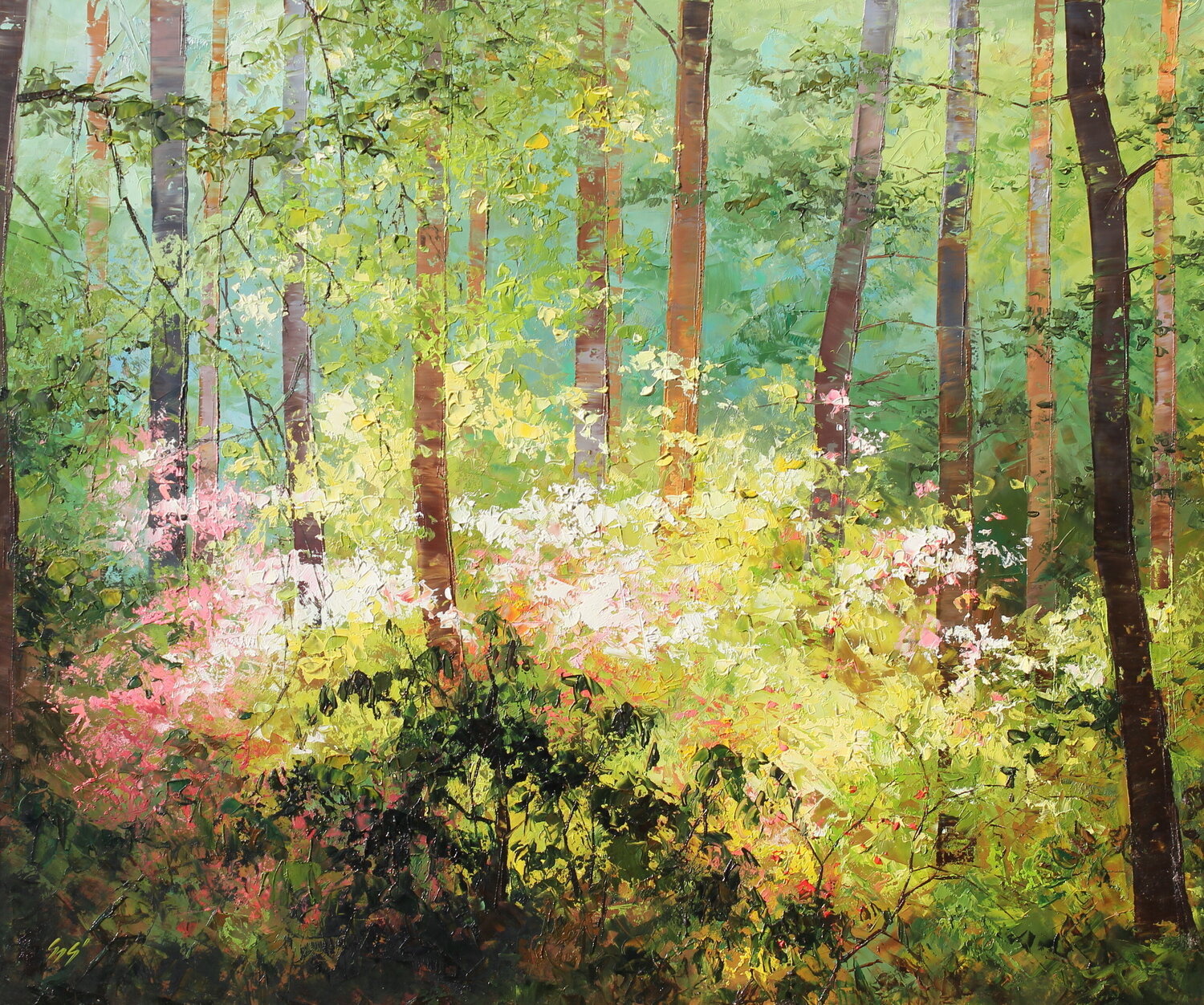 Rhododendrons in Jeli Éva Szakács Original painting for sale