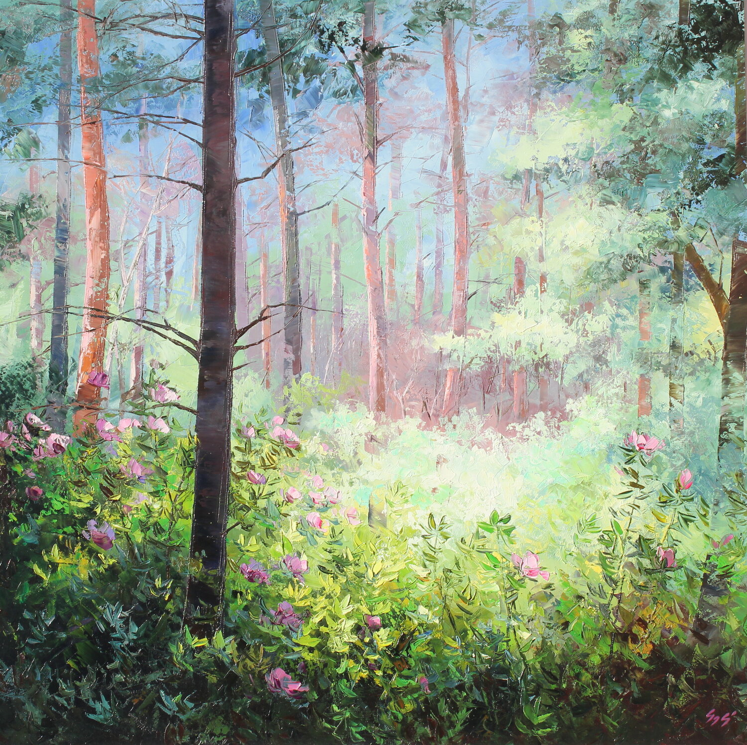 Colors in the arboretum Éva Szakács Original painting for sale