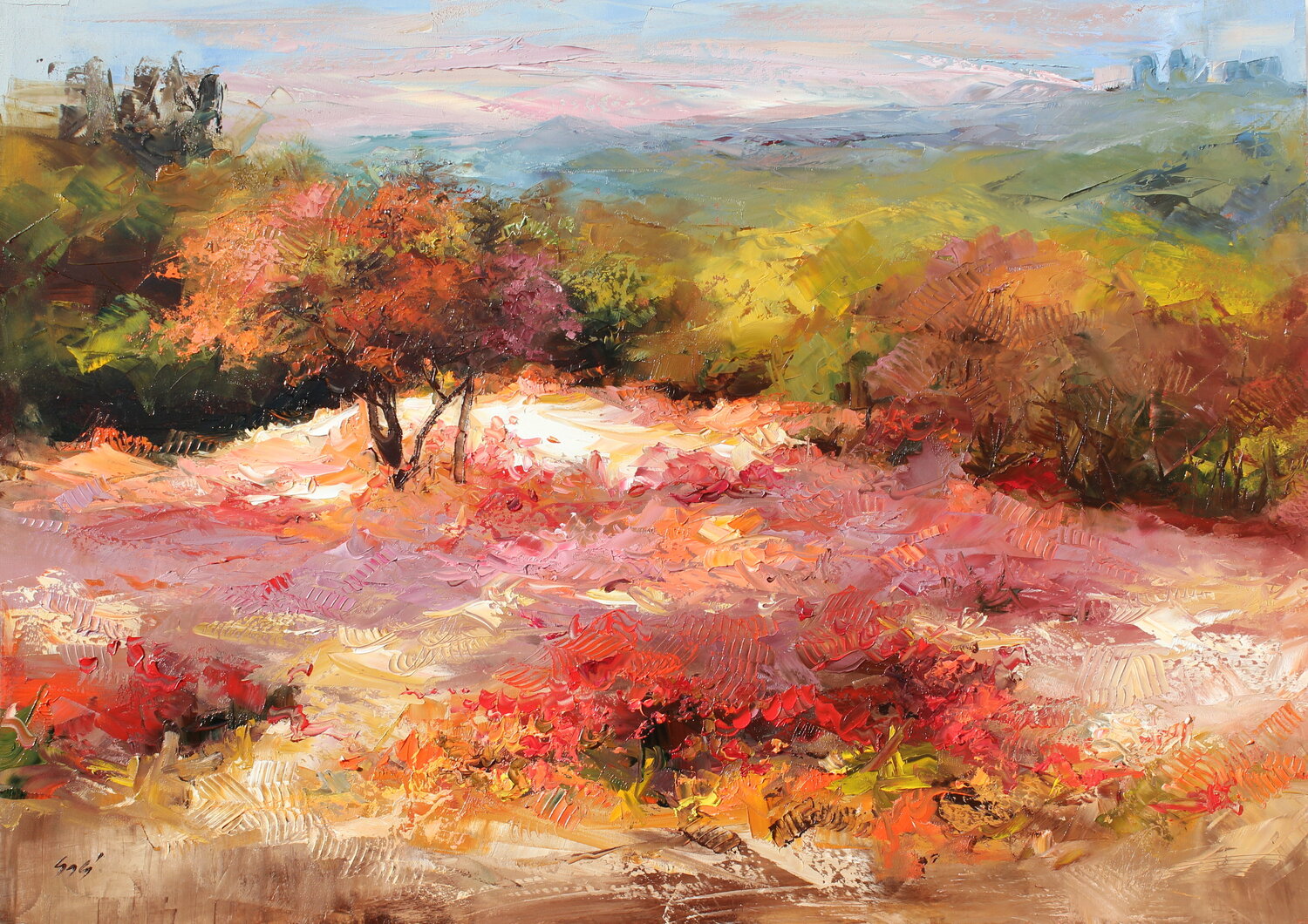 Autumn reds Éva Szakács Original painting for sale