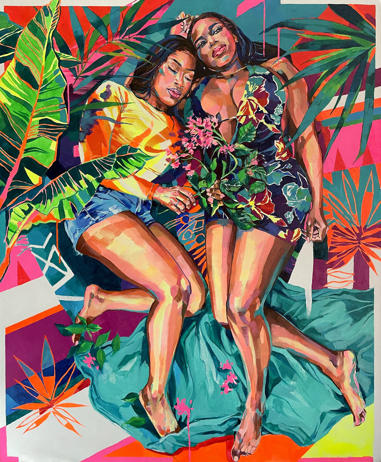 Trinidad Girls Joanna Pilarczyk Original painting for sale