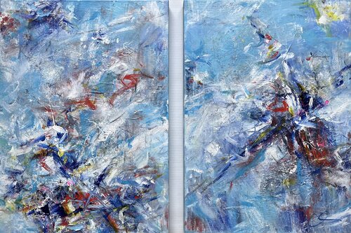Joie de vivre I (diptych) by Maria Bevilacqua-Fischer, Painting for Sale on Select