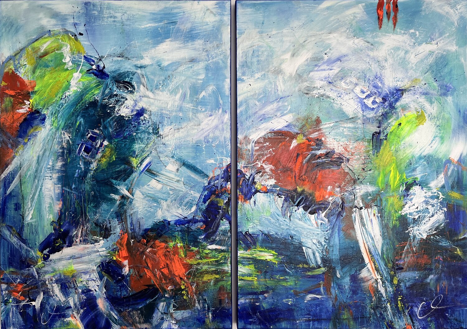 Senza limiti I+II  / No limits no. 1+2 Maria Bevilacqua-Fischer Original painting for sale
