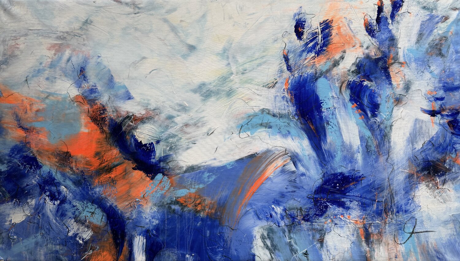 Dancers in the blue Maria Bevilacqua-Fischer Original painting for sale