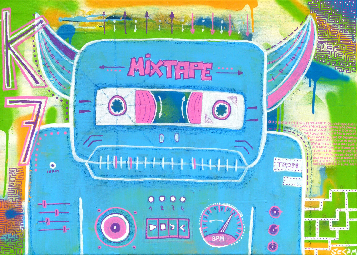 MIXTAPE SeCam Original painting for sale