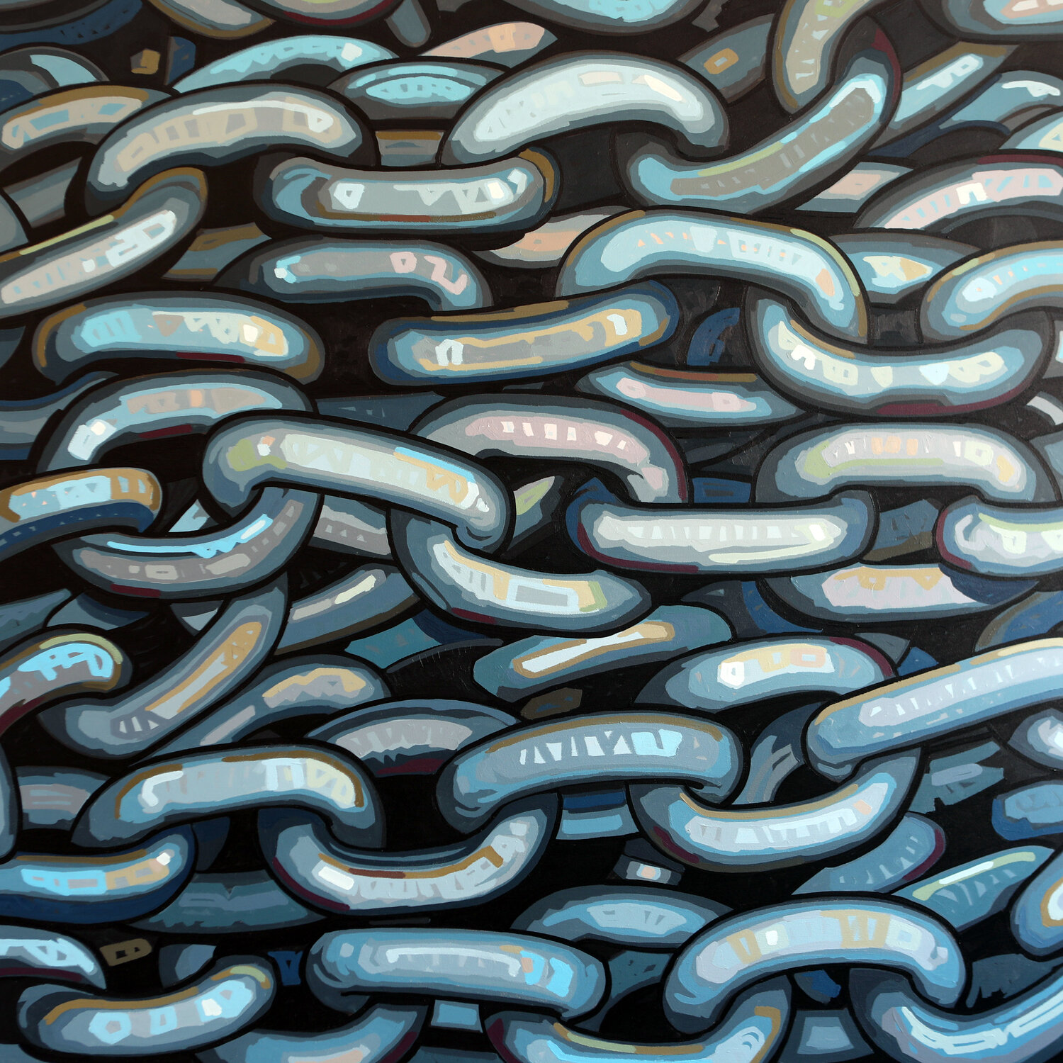 BLUE CHAINS Manuel Di Chiara Original painting for sale