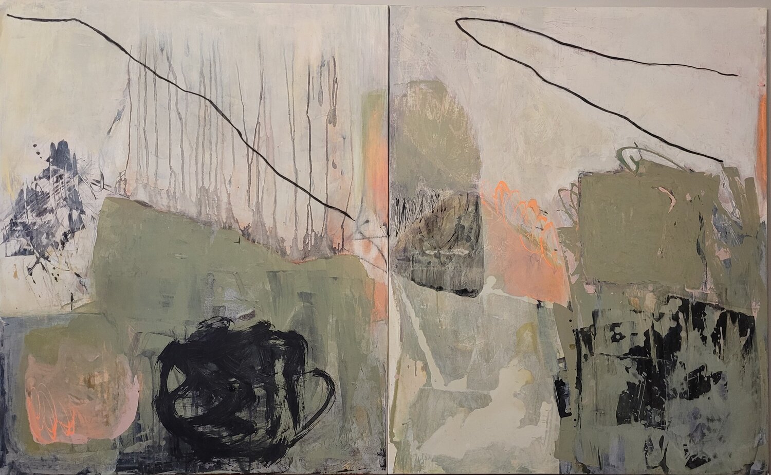 Tout et rien a dire (diptico) Hélène Rooryck Original painting for sale