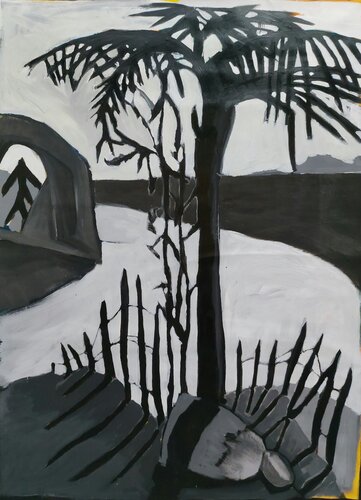 Arbre palissade n&b by Baptiste Laurent, Painting for Sale on Select