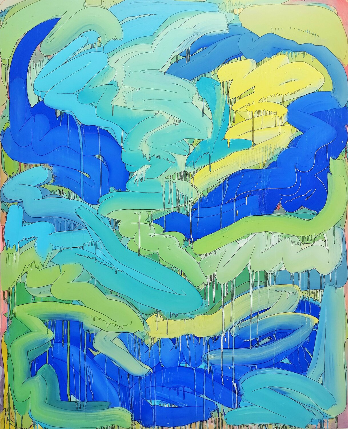 Blue cave Baptiste Laurent Original painting for sale