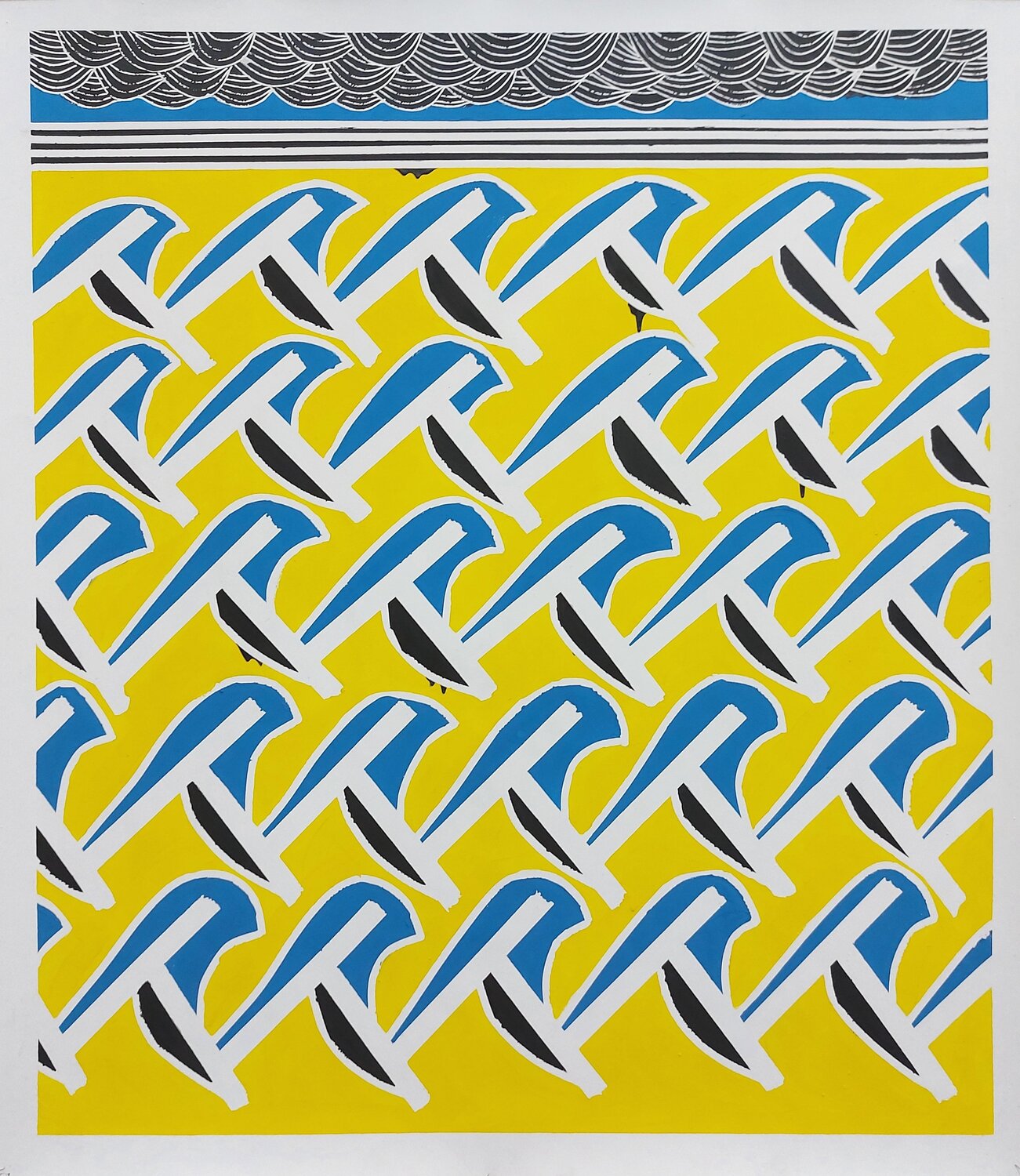 Vagues japanes sky II Baptiste Laurent Original painting for sale